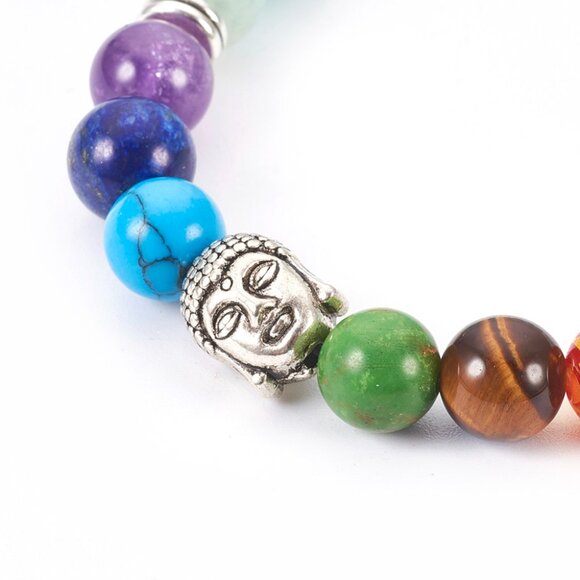 NWOT -  Buddha Chakra stretchy bracelet with mixed Gemstones Mix & Match 2/$20 - Picture 3 of 4